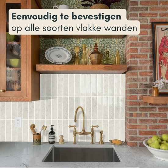 Solusia Zelfklevende Plaktegels - Beige – 10 Hoogwaardige Plaktegels voor Wand – Waterdichte Wandpanelen voor Keuken, Badkamer en Toilet – 30 x 30 cm – Makkelijk aan te brengen - Tegeltjes Tegelstickers