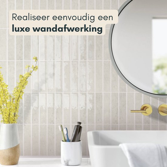 Solusia Zelfklevende Plaktegels - Beige Licht – 10 Luxe Plaktegels voor Wand – Waterdichte Wandpanelen voor Keuken, Badkamer en Toilet – 25,4 x 20 cm – Makkelijk aan te brengen - Tegeltjes Tegelstickers