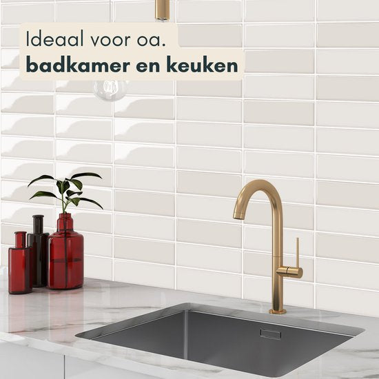 Solusia Zelfklevende Plaktegels - Beige – 10 Luxe Plaktegels voor Wand – Waterdichte Wandpanelen voor Keuken, Badkamer en Toilet – 25,4 x 25,4 cm – Makkelijk aan te brengen - Tegeltjes Tegelstickers