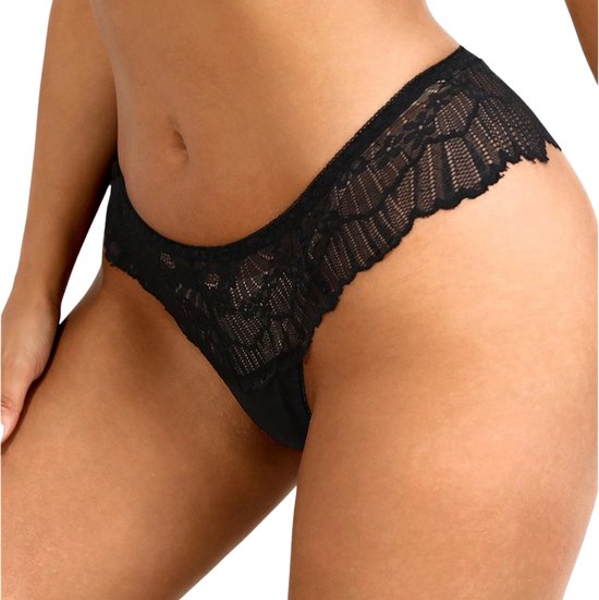 Luxe Zwarte Dames String van Kant – Elegante & Comfortabele Lingerie – One Size - Sexy Slip