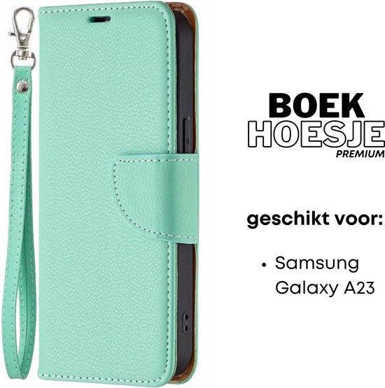 Hoesje Mintgroen - Geschikt voor Samsung Galaxy A23 5G / 4G - Portemonnee Book Case - Boekje Met Kaarthouder / Pasjeshouder en Magneetsluiting - Booklet Beschermhoes