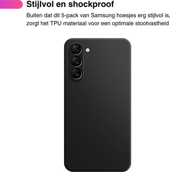 5 PACK - Hoesje Geschikt voor Samsung Galaxy A34 - 5x Siliconen Shock Proof Case - Stevige TPU Cover - Multipack met Blauw, Groen, Zwart, Lila Paars en Roze Hoesje