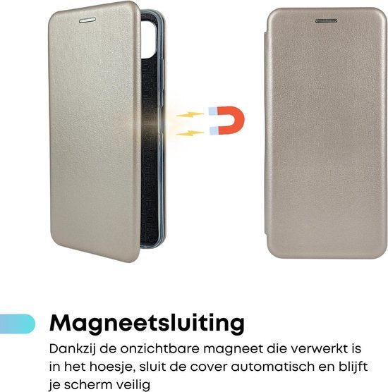 Wallet Hoesje Goud - Geschikt voor Samsung Galaxy A22 5G - Portemonnee Book Case - Boekje met Kaarthouder / Pasjeshouder en Magneetsluiting - Booklet Beschermhoes