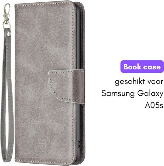 Hoesje Grijs geschikt voor Samsung Galaxy A05s - Portemonnee Book Case - Boekje Met Kaarthouder / Pasjeshouder en Magneetsluiting - Booklet - Wallet Beschermhoes - Telefoonhoesje