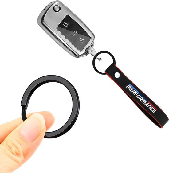 Auto Sleutelhanger Zwart & Rood - Performance - universeel/alle automerken - Sleutel Hanger Keychain Cadeau - Tas Hanger - Spiegel Hanger - Auto Accessoires