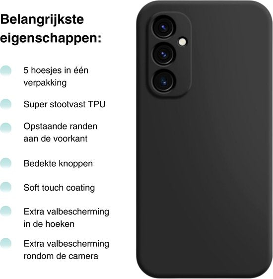 5-PACK - Geschikt voor Samsung Galaxy A05s Hoesje - 5x Siliconen Shock Proof Case - Stevige TPU Cover - Multipack met Groen, Zwart, Blauw, Roze en Turquoise