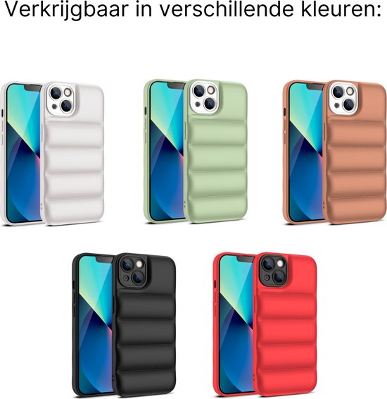 Puffer Case Bruin - Geschikt voor iPhone 14 - Stootvast Hoesje met Camera Bescherming - Winterjas Donsjas Design - Shockproof TPU Back Cover