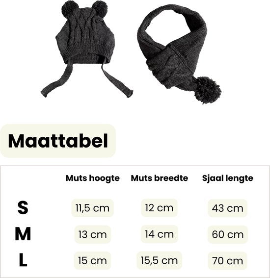 Winter Setje Hond - Kerst - 2 Delig - Sjaal en Muts - Zwart - Geschikt voor Honden - Winter Pakje - Hondenkleding - Maat M