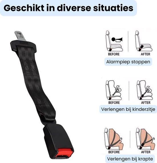 Gordel Verlenger - 36 CM - Autogordel Gesp - Veilig Gordel Verlengstuk - Waarschuwing Stopper - Stevige Gordel Clip - Autogordel Piep - Auto Accessoires