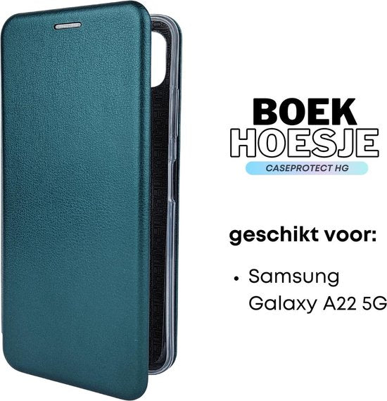 Wallet Hoesje Groen - Geschikt voor Samsung Galaxy A22 5G - Portemonnee Book Case - Boekje met Kaarthouder / Pasjeshouder en Magneetsluiting - Booklet Beschermhoes