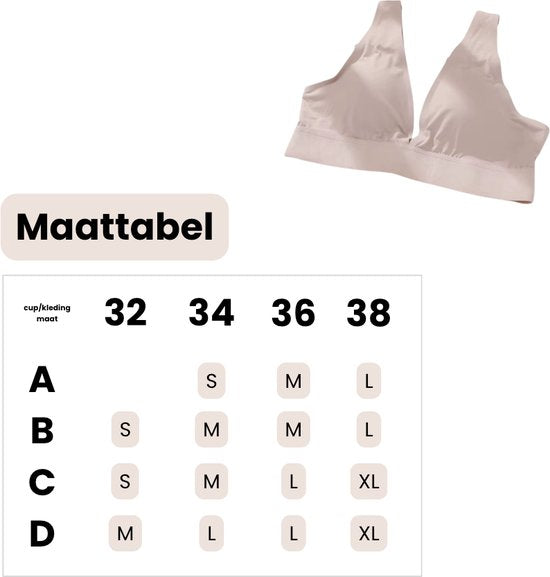 Comfortabele Naadloze Bralette Nude - Beige - Onzichtbare Invisible Dames Beha Top - Croptop BH Zonder Beugel - Uitneembare Pads - Bralette Maat L