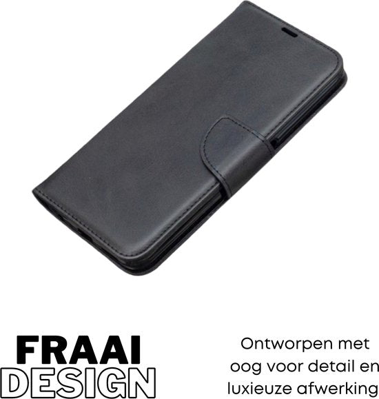 Hoesje Zwart - Geschikt voor OPPO A57 / A57s - Portemonnee Book Case - Boekje Met Kaarthouder / Pasjeshouder en Magneetsluiting - Booklet Beschermhoes - Boekhoesje