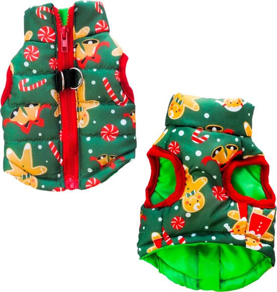 Kerst Bodywarmer Hond & Kat - Maat S - Winter - Honden Kerstpakje Groen - Kerstpak voor Honden en Katten - Honden Verkleed Kostuums - Kerstkostuum - Hondenkleding