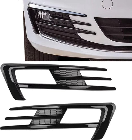 Voorbumper Trim Spoiler Set - Gloss Zwart - Sportieve Look - Geschikt Voor Volkswagen Golf 7 / Golf GTI / Golf R / Golf 7.5 / Golf R Lijn / Touran / - Mistlamp Spoiler - Voorbumper Accessoire