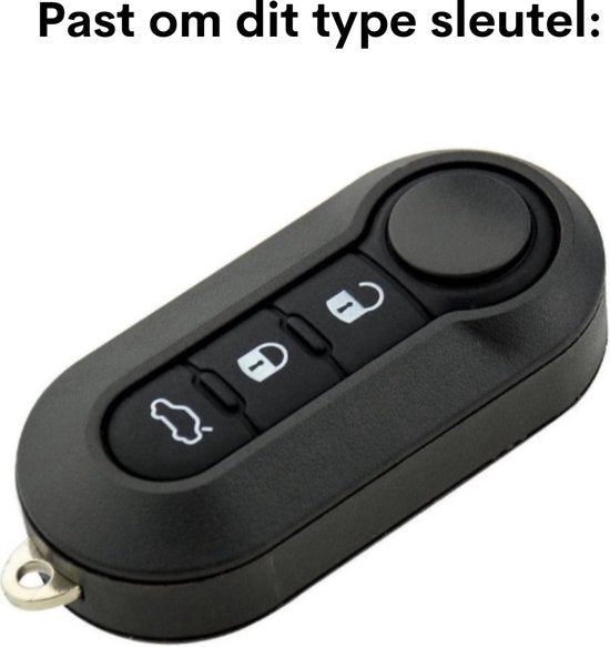 Zachte TPU Sleutelcover - Sleutelhoesje Geschikt voor Fiat 500 / 500L / 500X / 500C / Abarth / Panda / Punto / Stilo - Blauw met Goud Metallic - Sleutel Hoesje Cover - Auto Accessoires
