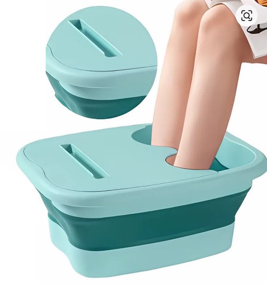Voetenbad Met Deksel - Inklapbaar - Met Massagedrukpunten - Ontspanning - Verkoeling - Mint Groen