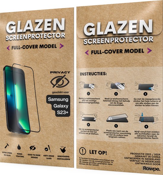 Privacy Screenprotector - Geschikt voor Samsung Galaxy S23+ - Gehard Glas - Full Cover Tempered Privacy Glass - Case Friendly
