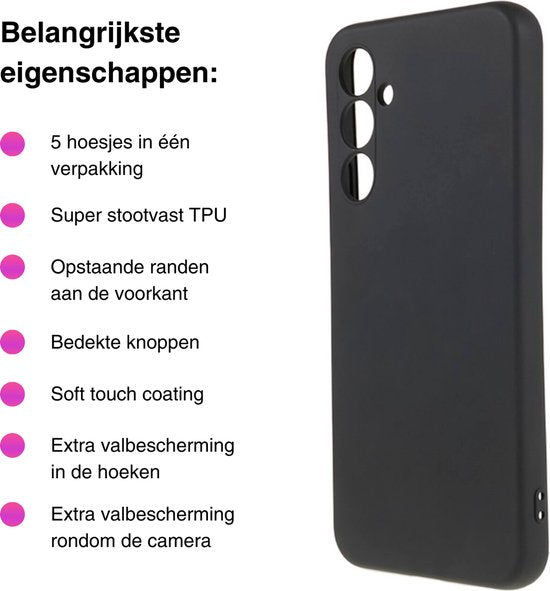 5 PACK - Hoesje Geschikt voor Samsung Galaxy A54 5G - 5x Siliconen Shock Proof Case - Stevige TPU Cover - Multipack met paars, blauw, zwart, groen en roze