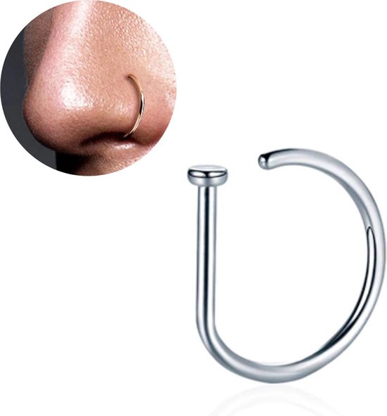 Fake Neuspiercing Zilver - Neusring - Nep Piercing Ring - RVS - Verkleedaccessoires - 8mm