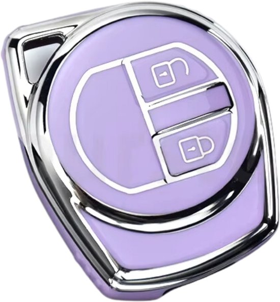 Zachte TPU Sleutelcover - Sleutelhoesje Geschikt voor Suzuki Swift / Grand Vitara / SX4 / Vitara / Jimny / Celerio - Paars met Zilver - Key Cover - Auto Accessoires