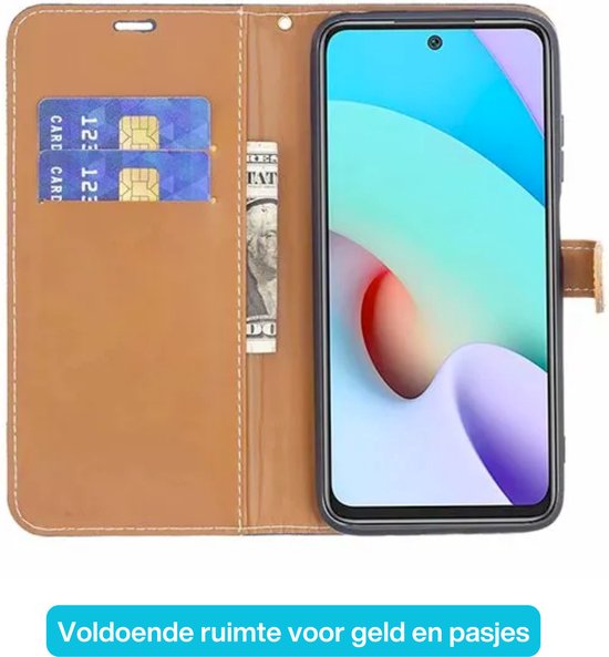 Hoesje Denim Look - Geschikt voor Samsung Galaxy A53 5G - Portemonnee Book Case Blauw - Boekje Met Kaarthouder / Pasjeshouder en Magneetsluiting - Booklet Beschermhoes - Boekhoesje met Draagkoord - Mapje