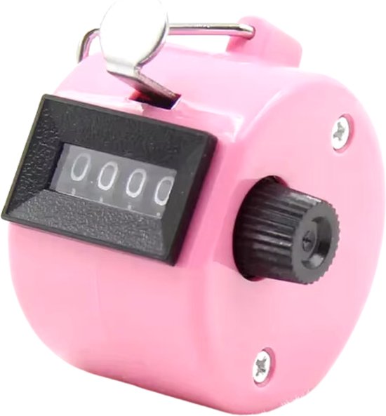 Handteller Set (4 Stuks) - Handmatige Klik Teller - Tally Counter - Personenteller - Teller - Zwart, Rood, Roze en Oranje - 4 Cijfers
