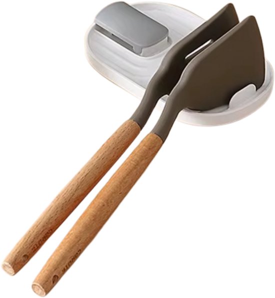 Lepelhouder - Pannendekselhouder - Spatelhouder - Keukengereihouder - Keuken opslagrek - Keukenaccesoires - Organizer - Silicone - Makkelijk Te Reinigen - Hygienisch - Wit