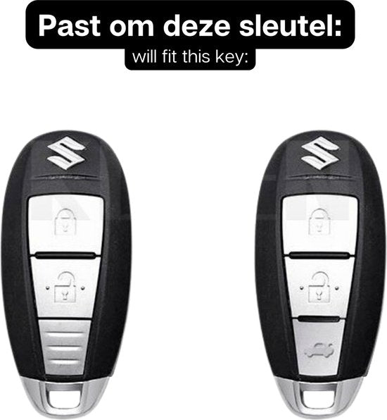 Zachte TPU Sleutelcover - Sleutelhoesje Geschikt voor Suzuki Swift / Swift Sport / SX4 / Scross / Ignis / Vitara - Zwart - Randen Goud - Sleutel Hoesje Cover - Auto Accessoires