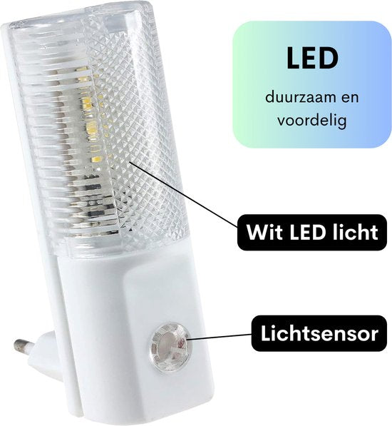 Q-Link LED Nachtlampje - met Lichtsensor - Stopcontact Sensorlampje - Wit LED Licht - Dag en Nacht Sensor - Kinderen en Volwassenen