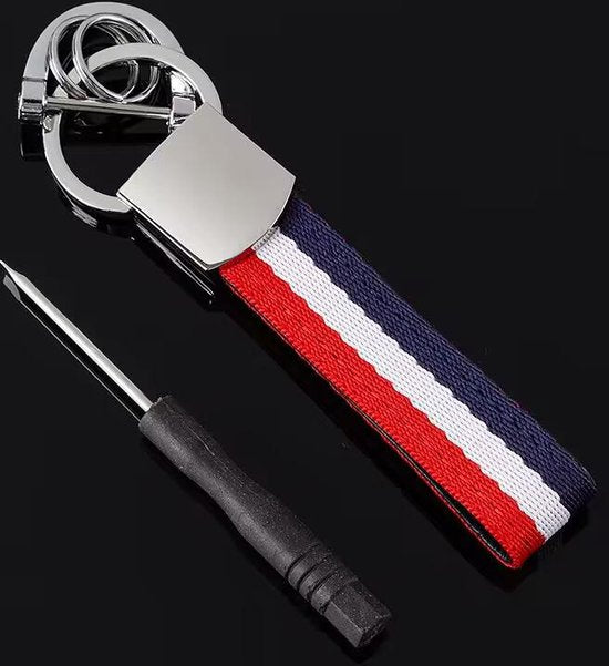 Luxe Vlag Sleutelhanger - Franse / Nederlandse Vlag - Zilver - Vlag Frankrijk / Nederland - Dutch Flag Keychain - Sleutel Hanger Cadeau - France / Netherlands - Auto Sleutelhanger