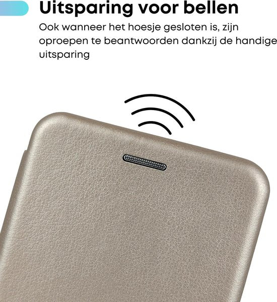 Wallet Hoesje Goud - Geschikt voor Samsung Galaxy A22 5G - Portemonnee Book Case - Boekje met Kaarthouder / Pasjeshouder en Magneetsluiting - Booklet Beschermhoes