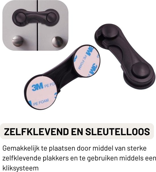 Kast en Ladesloten 10 Stuks - Deurvergrendeling Kinderen - Set van 10 Sloten - Kinderveiligheid - Anti-Opening Tool Slotjes - Bescherming voor Baby's, Kleuters en Peuters - Babyveiligheidsslot - Zwart