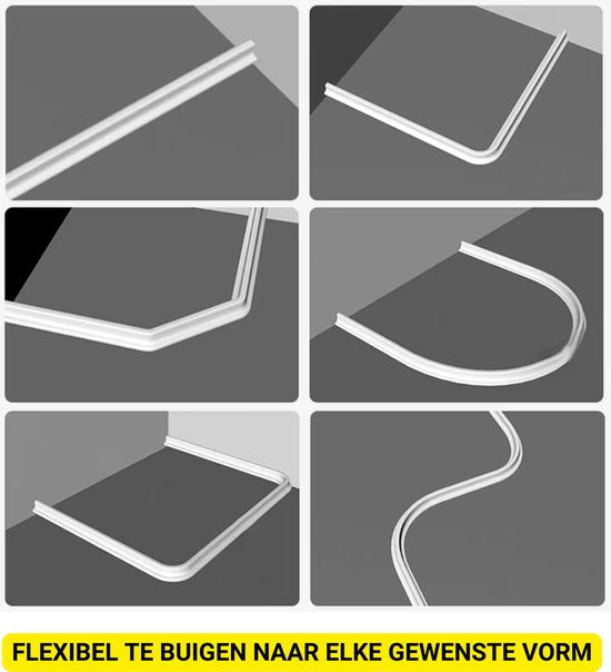 Badkamer Waterbarrière Strip - Douchedrempel 200 cm - Rond - Zelfklevende Siliconen Waterstopper - Waterstopper Tegen Waterlekkage - Waterkering voor Douche, Bad en Keuken - Wit