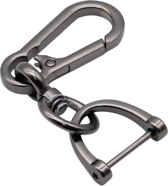 2 Pack - 2x Sleutelhanger Antraciet met Haak - Inclusief Gratis Mini Schroevendraaier - Dames & Heren Sleutel Hanger - Tassenhanger - Auto Sleutelhanger - Geschikt voor Alle Automerken / Universeel