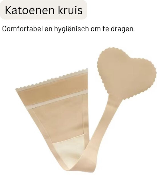 Onzichtbare Zelfklevende C-Strings - Zonder Zijbandjes / Zijkant - Strapless - Onzichtbaar / Invisible - Seamless - Herbruikbaar - Zwart & Nude - Maat L