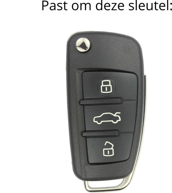 Zachte TPU Sleutelcover - Sleutelhoesje Geschikt voor Audi A1 / A3 / A5 / A6 / Q3 / Q5 / S3 / S5 / RS - Zwart Metallic - Sleutel Hoesje Cover - Auto Accessoires
