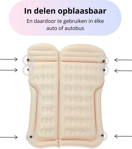 Opblaasbaar Auto Matras - Auto Luchtbed Zwart - Achterbank en Achterbak - Tweepersoons 3-in-1 Universeel Automatras - Inclusief Elektrische Pomp en Accessoires - Kampeer Luchtbed voor Reizen