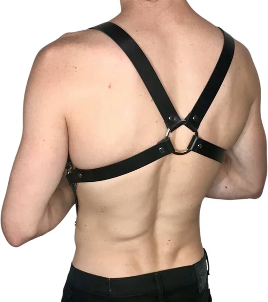 Mannen BDSM Harnas - Kunstlederen Tuigje met Riemen - Verstelbaar - Erotisch Ondergoed voor Heren - Sex Toys - Bondage & Erotiek