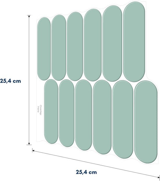 Solusia Zelfklevende Plaktegels Groen – 10 Luxe Plaktegels voor Wand – Waterdichte Wandpanelen voor Keuken, Badkamer en Toilet – 25,4 x 25,4 cm – Makkelijk aan te brengen - Tegeltjes Tegelstickers Ovaal