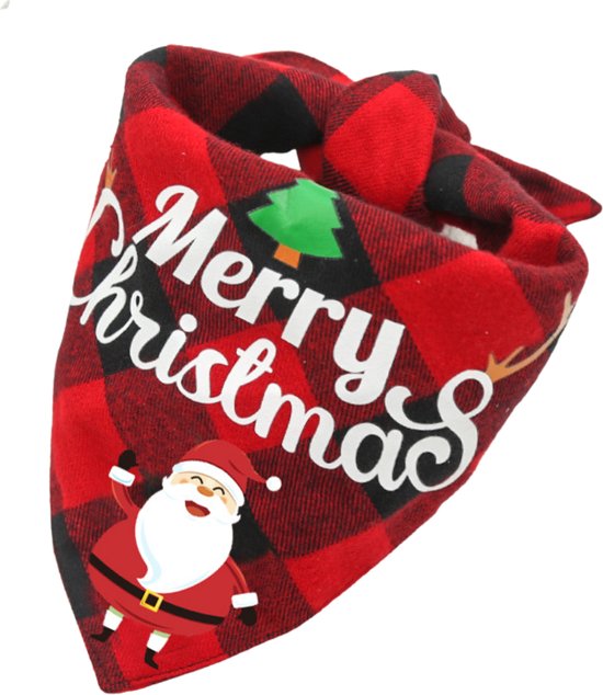 Kerst Sjaaltje 'Merry Christmas' - Hond & Kat - Winter Halsband - Honden Das Rood - Kerstpakje voor Honden en Katten - Hondentrui - Kerstkostuum - Hondenkleding - Maat L