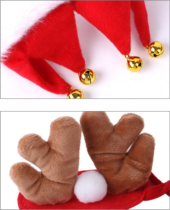 Kerst Acccessoires Set Hond & Kat - 4 Delig - Honden en Katten - Sjaal, Kraagje, Rendierhoorntjes en Kerstmuts - Kerstpakje voor Honden en Katten - Kerstkostuum - Hondenkleding