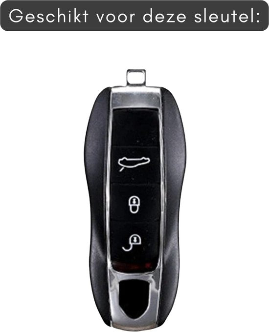 Luxe Alcantara Sleutelcover - Sleutelhoesje Geschikt voor Porsche Cayenne / 911 / Macan / Taycan / Carrera / Panamera / Boxster / Cayman - Alcantara Look - Zacht Sleutel Hoesje - Met Hanger - Auto Accessoires