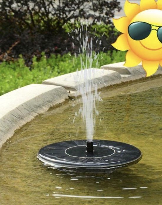 Solar Fountain - Fontein op Zonne Energie - Zwart - Geschikt voor Vijver/Zwembad/Vogelbad/Tuin - Milieuvriendelijke Solar Fontein