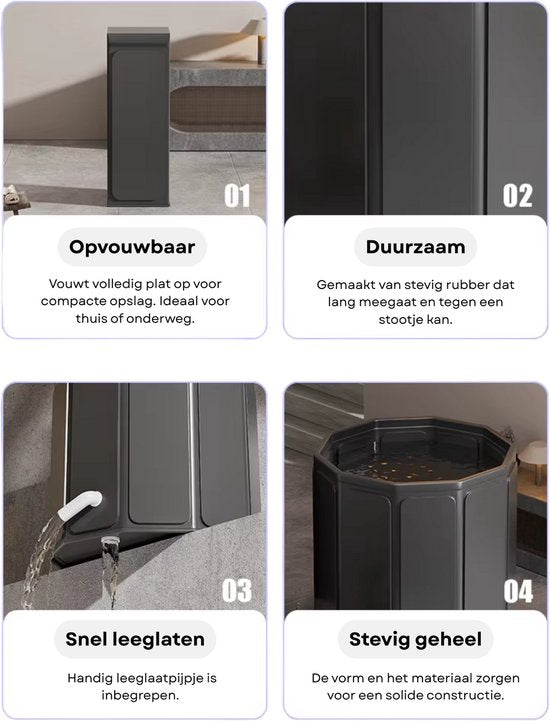 Opvouwbaar IJsbad XXL - 66 x 80 CM - Zitbad voor Volwassenen - Ice Bath / Dompelbad voor Koude Therapie, Spierherstel en Ontspanning - Wim Hof Bucket - Lichtgewicht en Draagbaar - Zwart