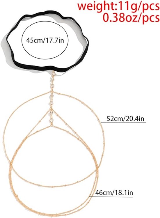 Bovenbeen Ketting Goudkleurig - Trendy Been Sierraad - Triple Goud - Sexy Bijoux voor je Bovenbeen - Beenketting - Zomer Accessoires