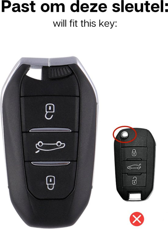 Zachte TPU Sleutelcover - Geschikt voor Peugeot / DS - Grijs Marmer & Goud - Sleutel Hoesje Cover Geschikt voor Peugeot 3008 / 308 / 408 / 4008 / 508 / 5008 / 2008 / Citroën C4 / C5 / C6 / DS3 / DS4 / DS5 - Randen Goud - Auto Accessoires