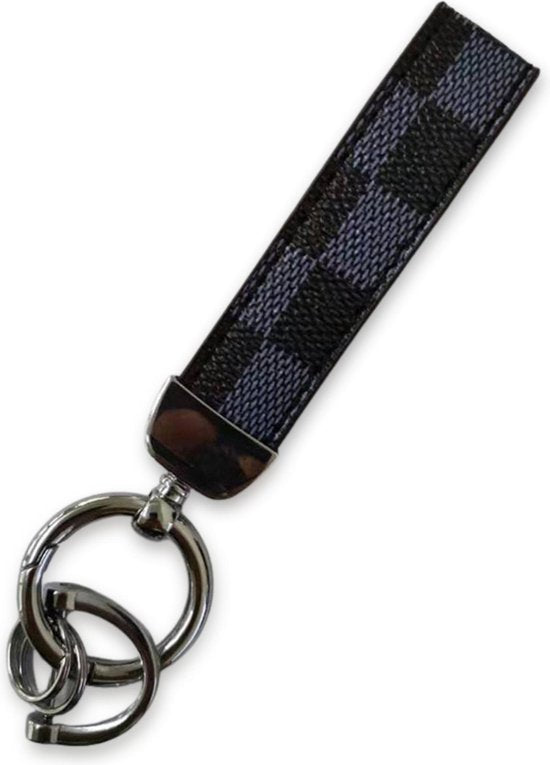 Luxe Sleutelhanger - Blauw Patroon met Zilveren Hanger - Dames & Heren Designer Sleutel Hanger - Keychain Mode Cadeau - Fashion Auto Accessoires