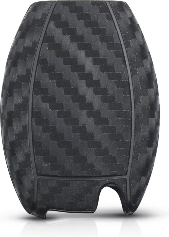 Zachte Carbon Sleutelcover - 3 Knoppen - Sleutelhoesje Geschikt voor Mercedes A Klasse / B Klasse / C Klasse / CLA / CLS / GLA / GL / SLK / AMG - Siliconen Materiaal - Sleutel Hoesje Cover - Auto Accessoires