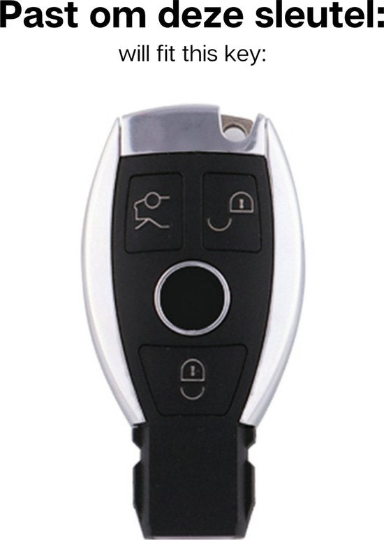 Zachte TPU Sleutelcover - Sleutelhoesje Geschikt voor Mercedes Mercedes A Klasse / B Klasse / C Klasse / G Klasse / CLA / CLS / GLA / GL / SLK / AMG - Zwart - Randen Goud - Sleutel Hoesje Cover - Auto Accessoires
