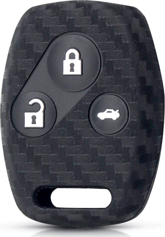 Zachte Carbon Sleutelcover met Knoppen - Geschikt voor Honda - Sleutelhoesje Geschikt voor Honda Civic / Accord / Pilot / Fit / Jazz / Insight / CRV / Insight / Odyssey - Siliconen Materiaal - Sleutel Hoesje Cover - Auto Accessoires